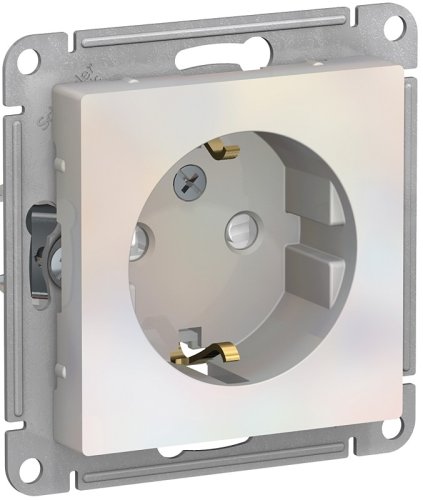 Розетка с заземлением без рамки Systeme Electric AtlasDesign 1-м. шторки жемчуг картинка